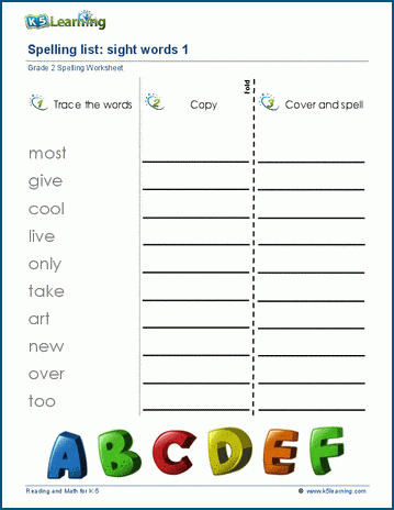 Grade 2 Spelling Lists Practice K5 Learning