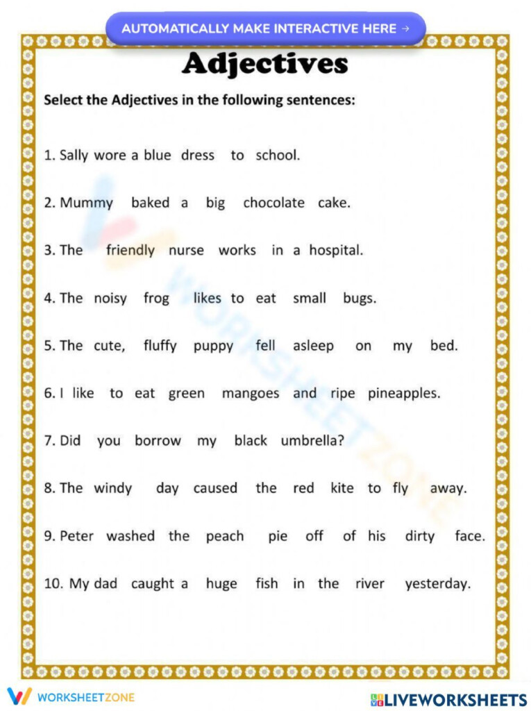 Grade 2 Worksheet Adjectives
