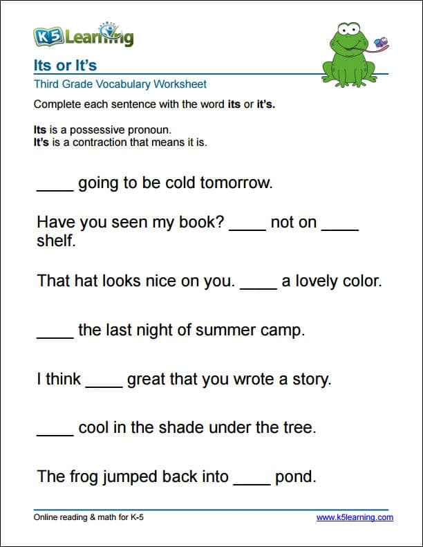 Grade 3 Vocabulary Worksheets Printable And Organized By Subject K5 