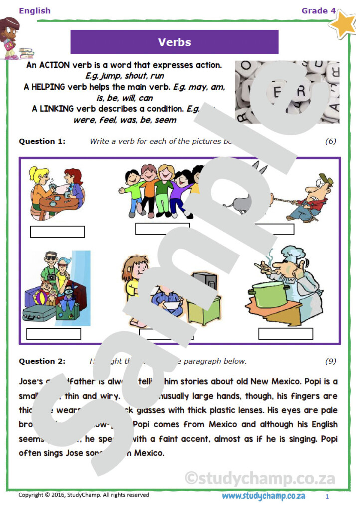 Grade 4 English Verbs And Adverbs