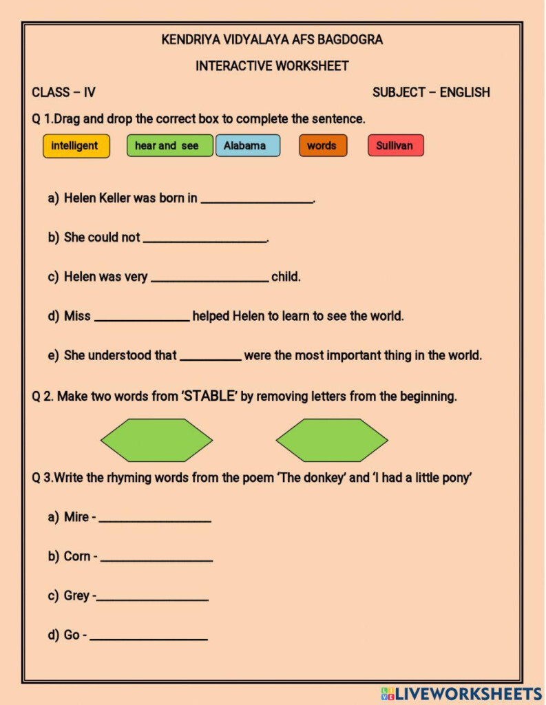 Grade 4 English Worksheet Live Worksheets Worksheets Library