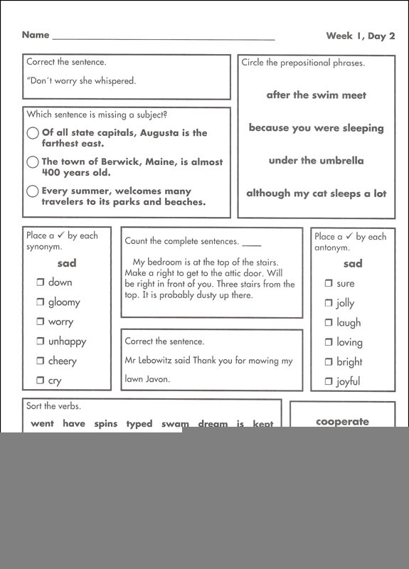 Grade 4 Language Arts Worksheets Language Worksheets