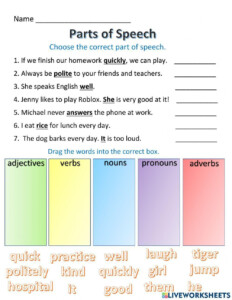 Grade 4 Parts Of Speech Worksheets K5 Learning Worksheets Library