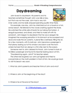 Grade 4 Reading Comprehension Worksheets