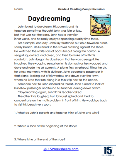 Grade 4 Reading Comprehension Worksheets