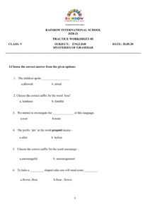Grade 5 English Ps 05 Worksheet Language Worksheets