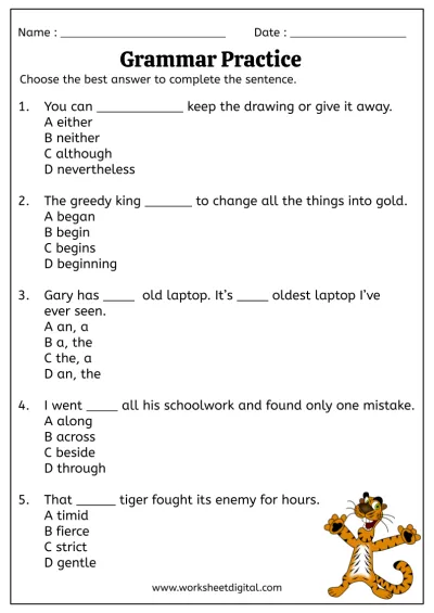 Grade 5 English Worksheet Digital Worksheets Library
