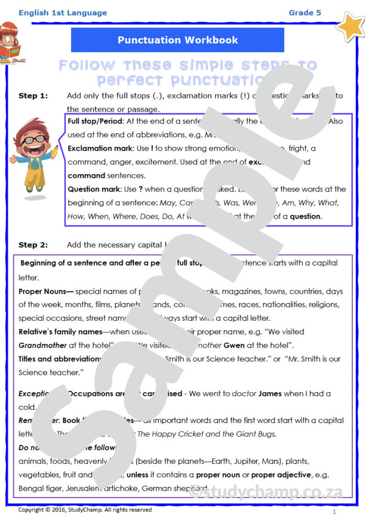 Grade 5 English Worksheet Punctuation Worksheets Library