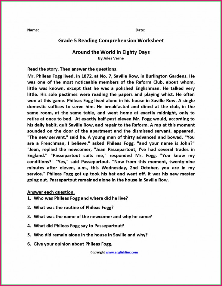 Grade 5 English Worksheets