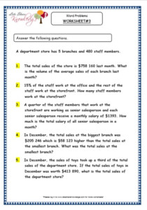 Grade 5 Maths Resources Word Problems Printable Worksheets Lets