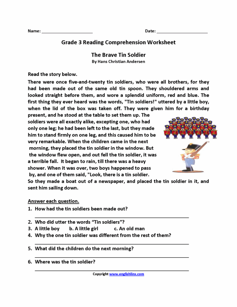 Grade 5 Reading Comprehension Worksheets