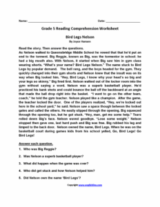 Grade 5 Reading Comprehension Worksheets Pdf Reading Worksheet Printable