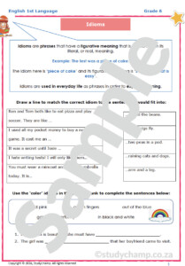 Grade 6 English Worksheet Idioms Worksheets Library