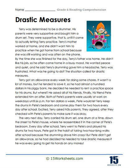 Grade 6 Reading Comprehension Worksheets