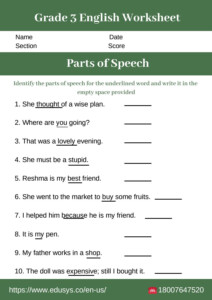 Grade Three English Worksheets