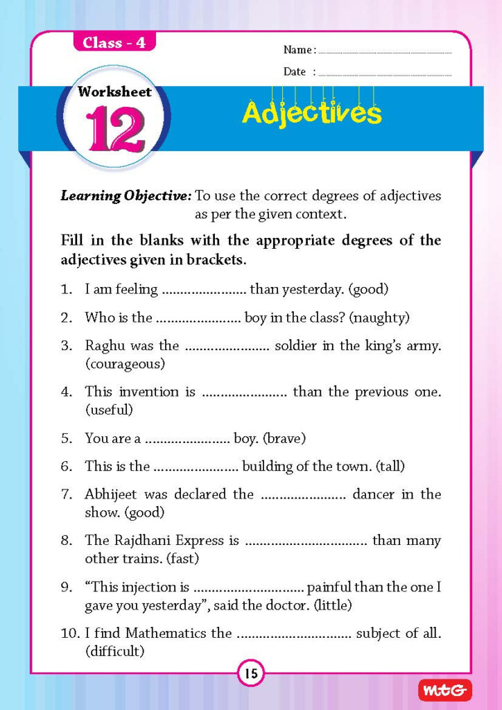 Grammar Grade 4 Worksheet