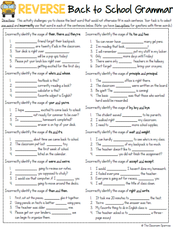 Grammar Practice Worksheet High School