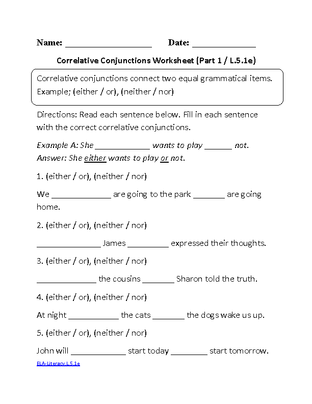 Grammar Worksheet For Grade 5