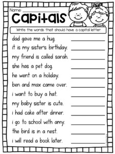 Grammar Worksheet Second Grade