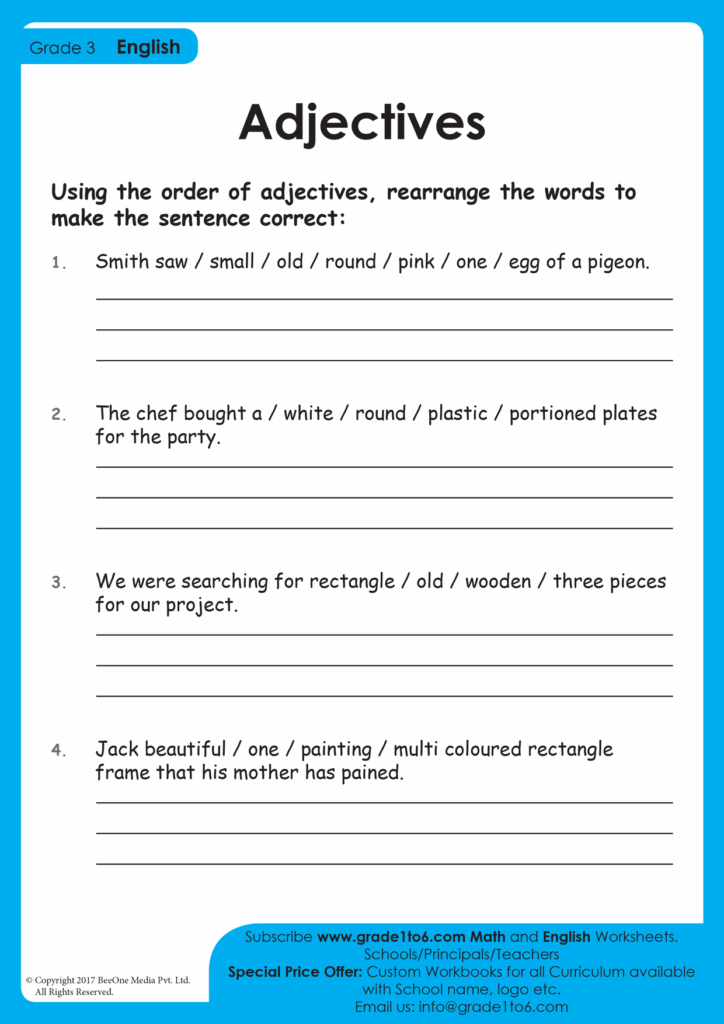 Grammar Worksheets For Grade 3 Cbse