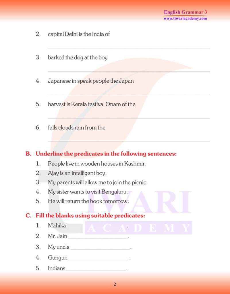 Grammar Worksheets For Grade 3 Cbse