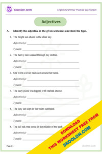 Grammar Worksheets For Grade 5 Adjectives Free Printable Worksheet