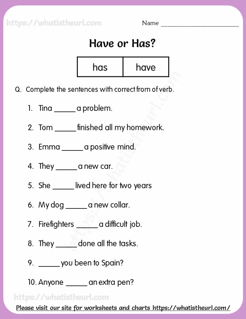 Has Or Have Worksheet For Grade 4 Your Home Teacher