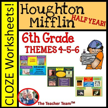 Houghton Mifflin Reading 6th Grade Worksheets Bundle Themes 4 6 TpT