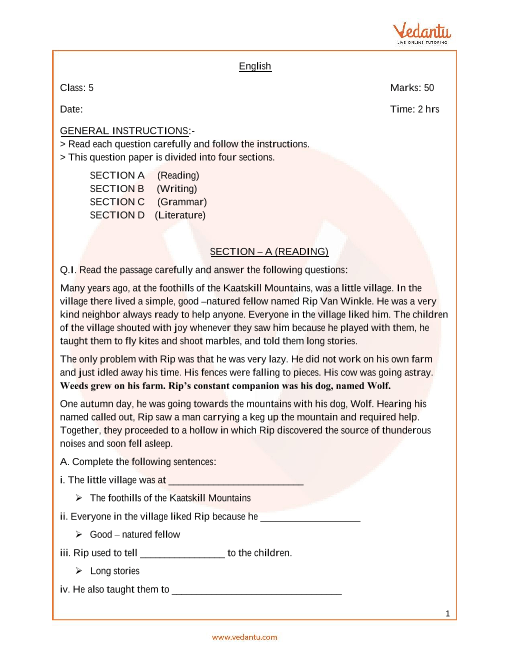 Icse Class 5 English Worksheets With Answers Icse Preposition Exercises 