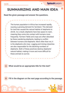 Identify The Main Idea And Key Details Worksheets Free Printable