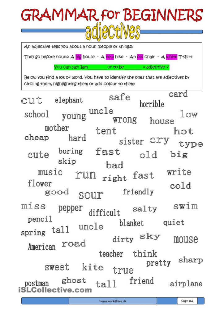 Identifying Adjectives Worksheet 5th Grade