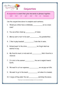 Identifying Conjunctions Worksheet 5th Grade