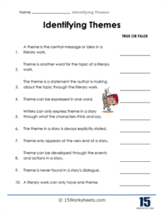 Identifying Themes Worksheets 15 Worksheets