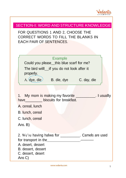 IEO English Sample Paper 1 For Class 3 With Solutions