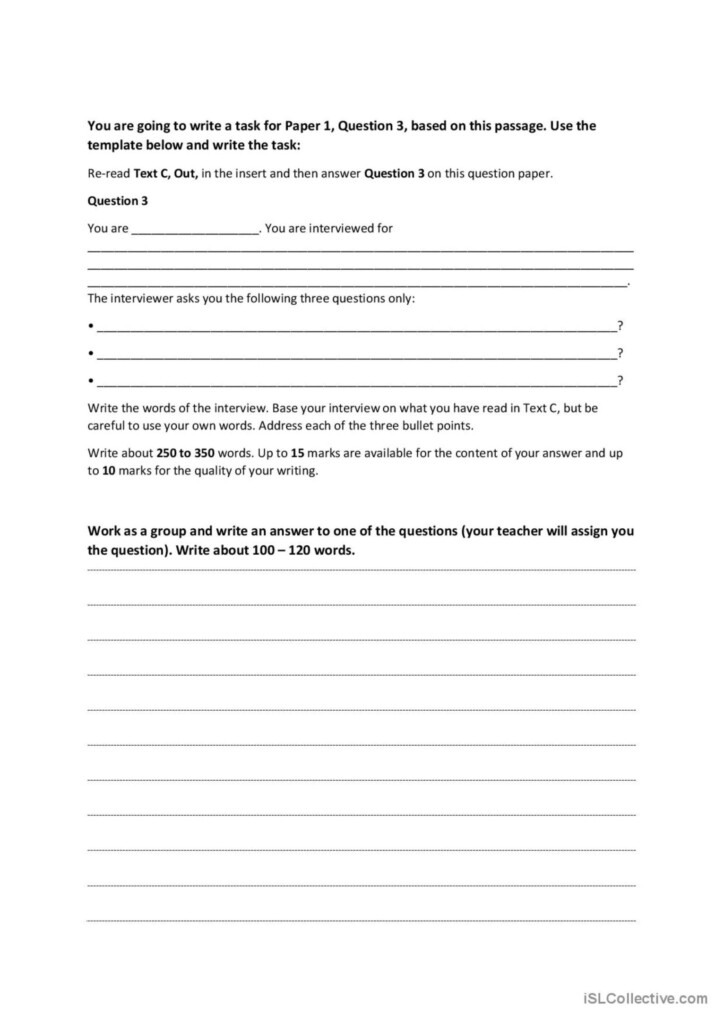 IGCSE EFL Paper 1 Question 3 English ESL Worksheets Pdf Doc