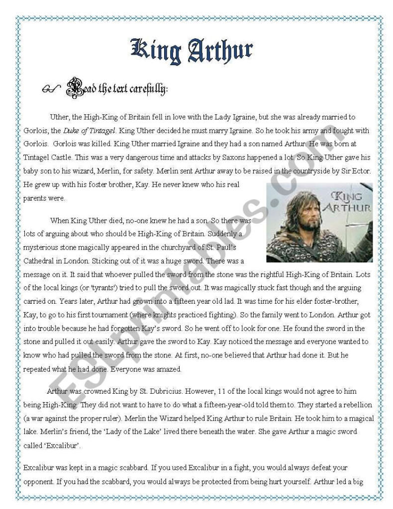 King Arthur ESL Worksheet By Christofor