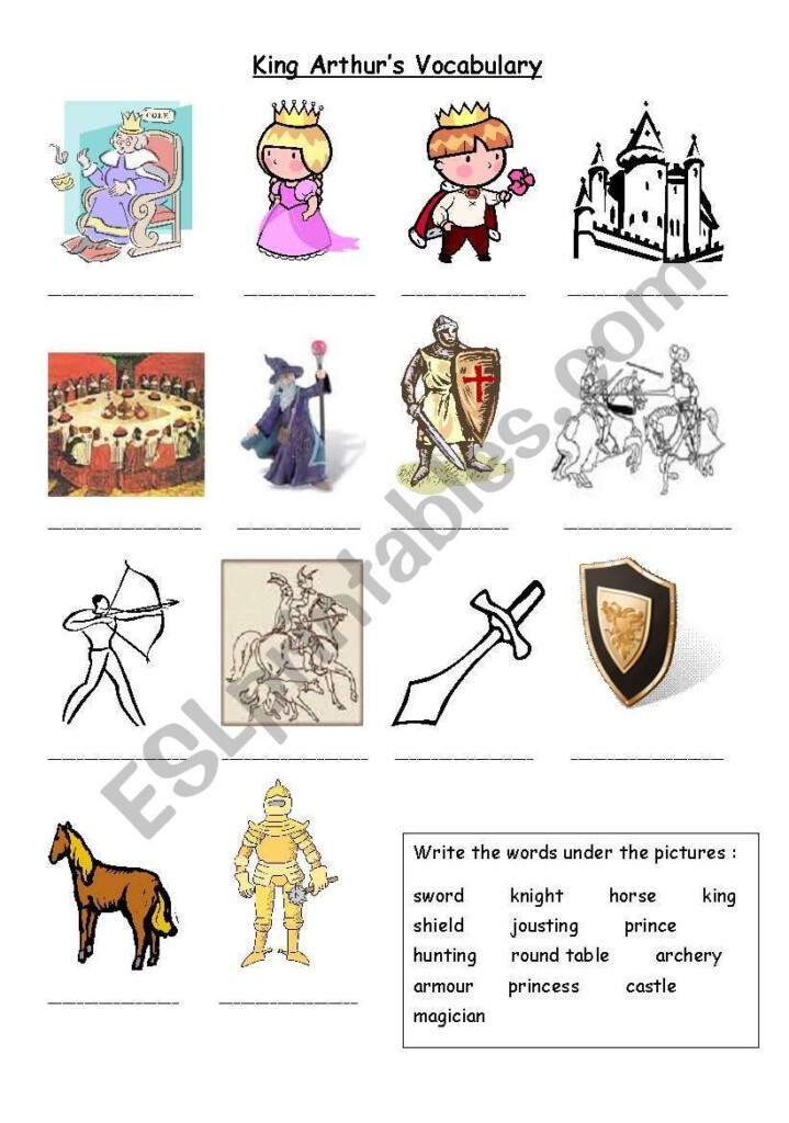 King Arthur s Vocabulary Worksheet King Arthur King Arthur Legend 