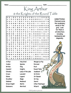 KING ARTHUR Word Search Puzzle Worksheet Activity By Puzzles To Print