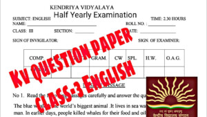 KV Question Paper Class 3 English Half Yearly Exam Paper Of