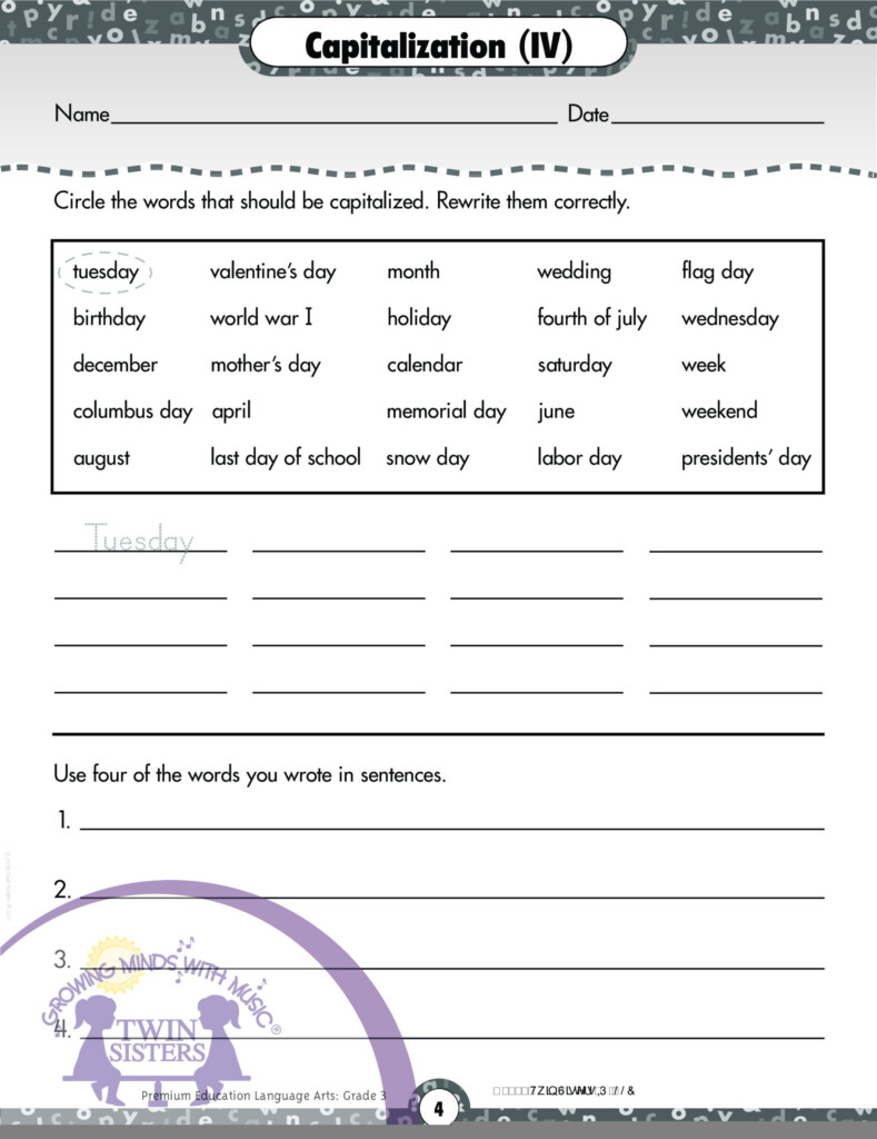 Language Arts Worksheet For Grade 3 Language Worksheets