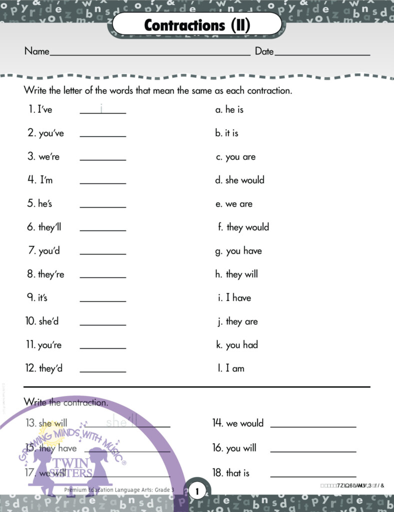 Language Arts Worksheet For Grade 3 Language Worksheets