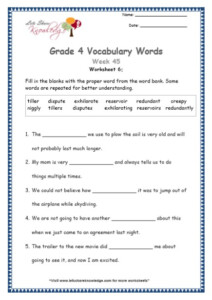 Language Worksheets For Grade 4 Language Worksheets