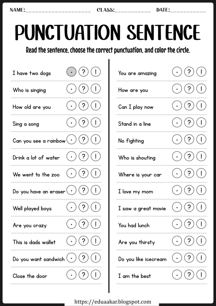 Learning Punctuation Made Easy With Free Worksheets And Flashcards 