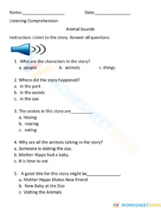 Listening Comprehension Worksheet Worksheets Library