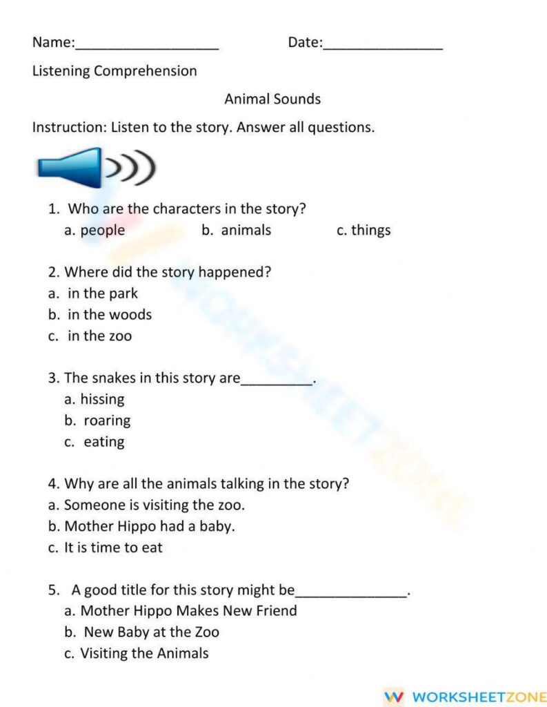 Listening Comprehension Worksheet Worksheets Library