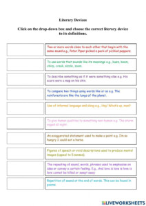 Literary Devices Worksheet For Live Worksheets Worksheets Library