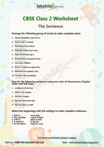 Make Sentences NCERT CBSE Class 2 English Worksheet Lessons English