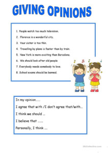 MAKING SUGGESTIONS GIVING OPINIONS English ESL Worksheets For