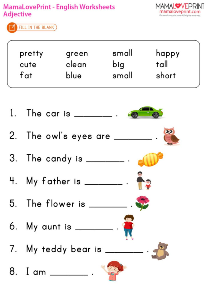 MamaLovePrint Grade 1 English Worksheets Basic Grammar Adjectives 