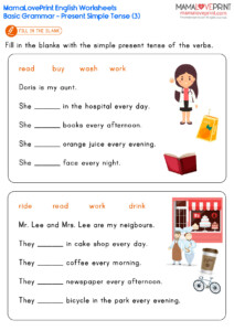 MamaLovePrint Grade 1 English Worksheets Basic Grammar Verbs